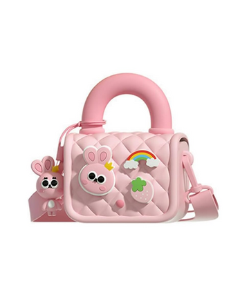 Silicone Kids Sling Bag with 3D Badges Pink