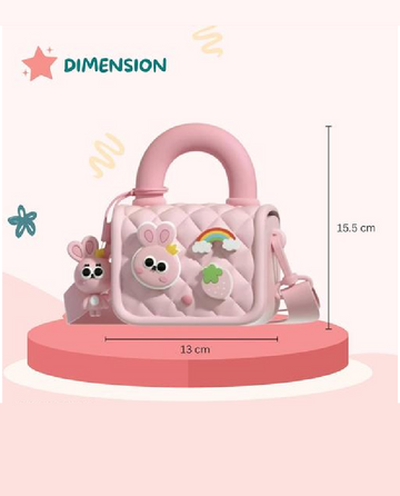 Silicone Kids Sling Bag with 3D Badges Pink