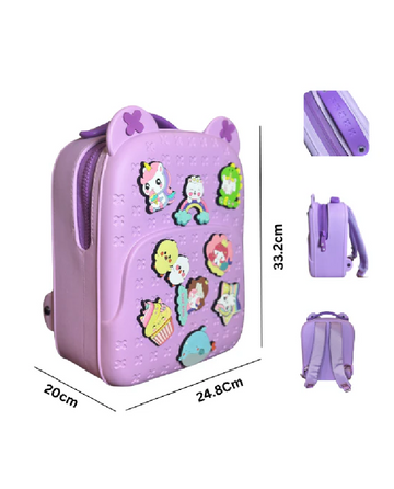 Waterproof Cartoon Kids Backpack-Purple