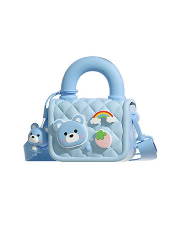 Silicone Kids Sling Bag with 3D Badges Blue
