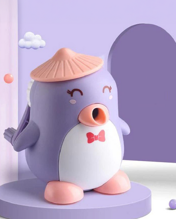 Penguin Shaped Table Pencil Sharpener Purple