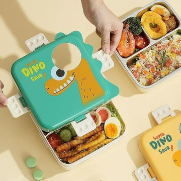 Super Dino 3-Compartment Bento Lunch Box-Green