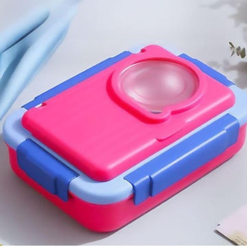 Steel Bento Lunch Box Pink, 5-Compartment