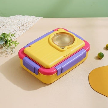 Steel Bento Lunch Box Yellow, 6-Compartment