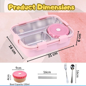 Leak-Proof Lunch Box with Cutlery Pink
